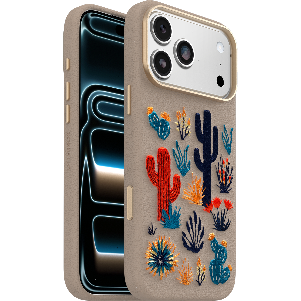 iPhone 17 Pro Max Case Symmetry Series Cactus Leather Embroidery