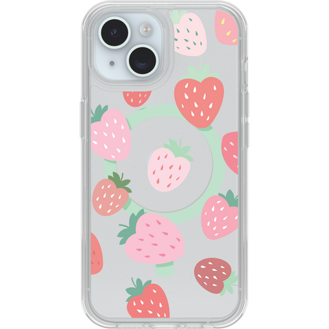 iPhone 16e, iPhone 15, iPhone 14 and iPhone 13 Case Symmetry Series Clear for MagSafe Strawberry