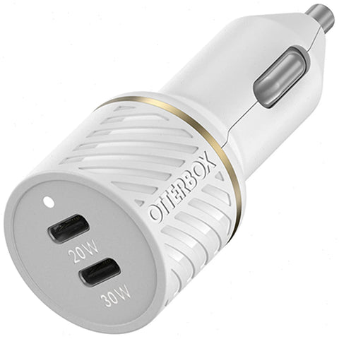 USB-C to USB-C Dual Port Car Charger, 50W Combined Fast Charge