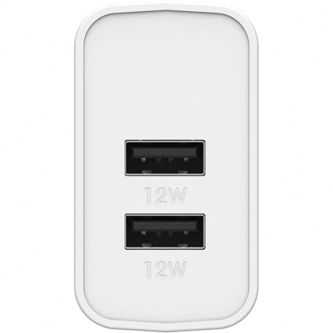 USB-A Dual Port Wall Charger, 24W Combined